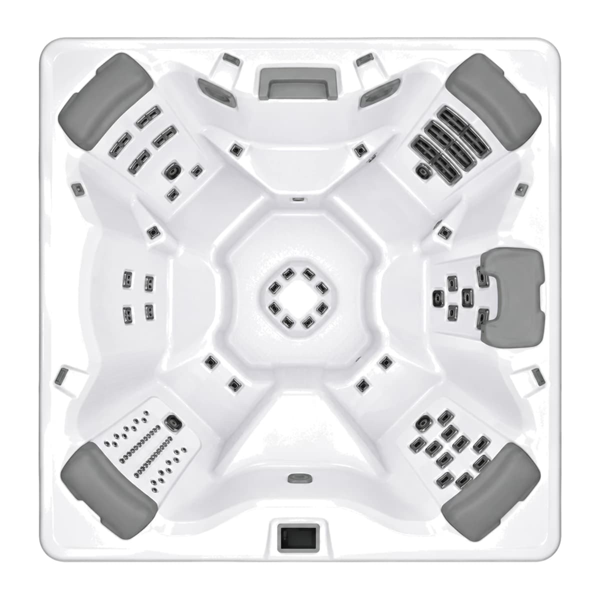 Bullfrog Spas A7, empty top-down view showing the interior and jets on a white background