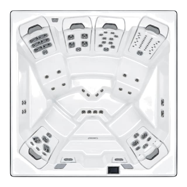 Bullfrog Spas M7, empty top-down view showing the interior and jets on a white background