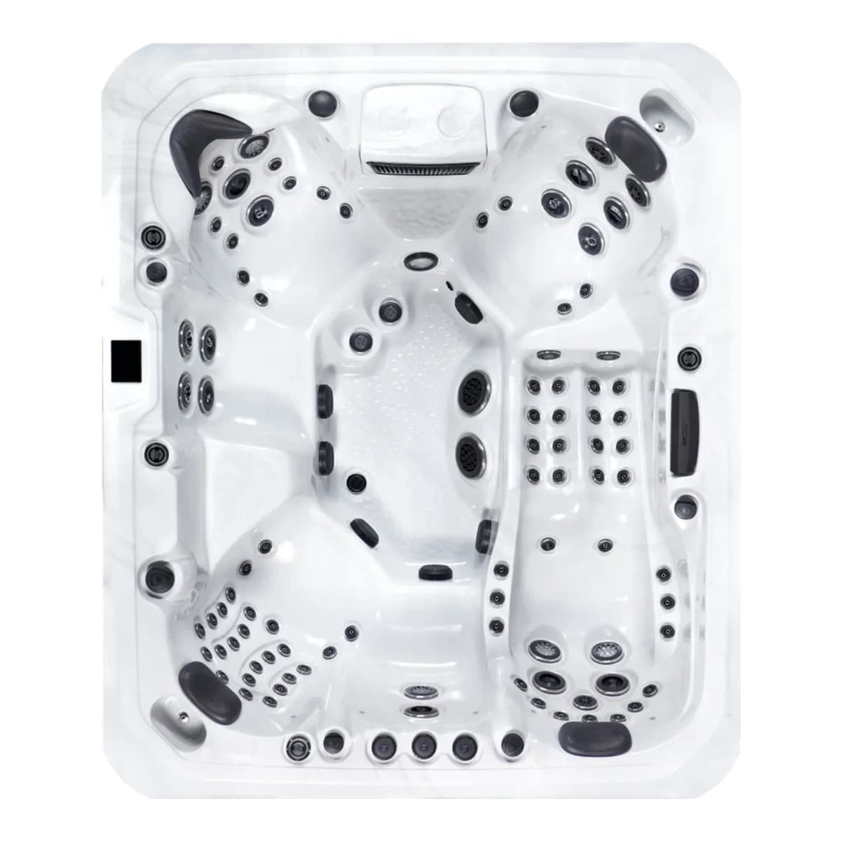 Platinum Spas Maximus Hot Tub, empty top-down view showing the interior and jets on a white background