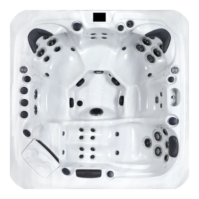 Platinum Spas Santorini Hot Tub, empty top-down view showing the interior and jets on a white background