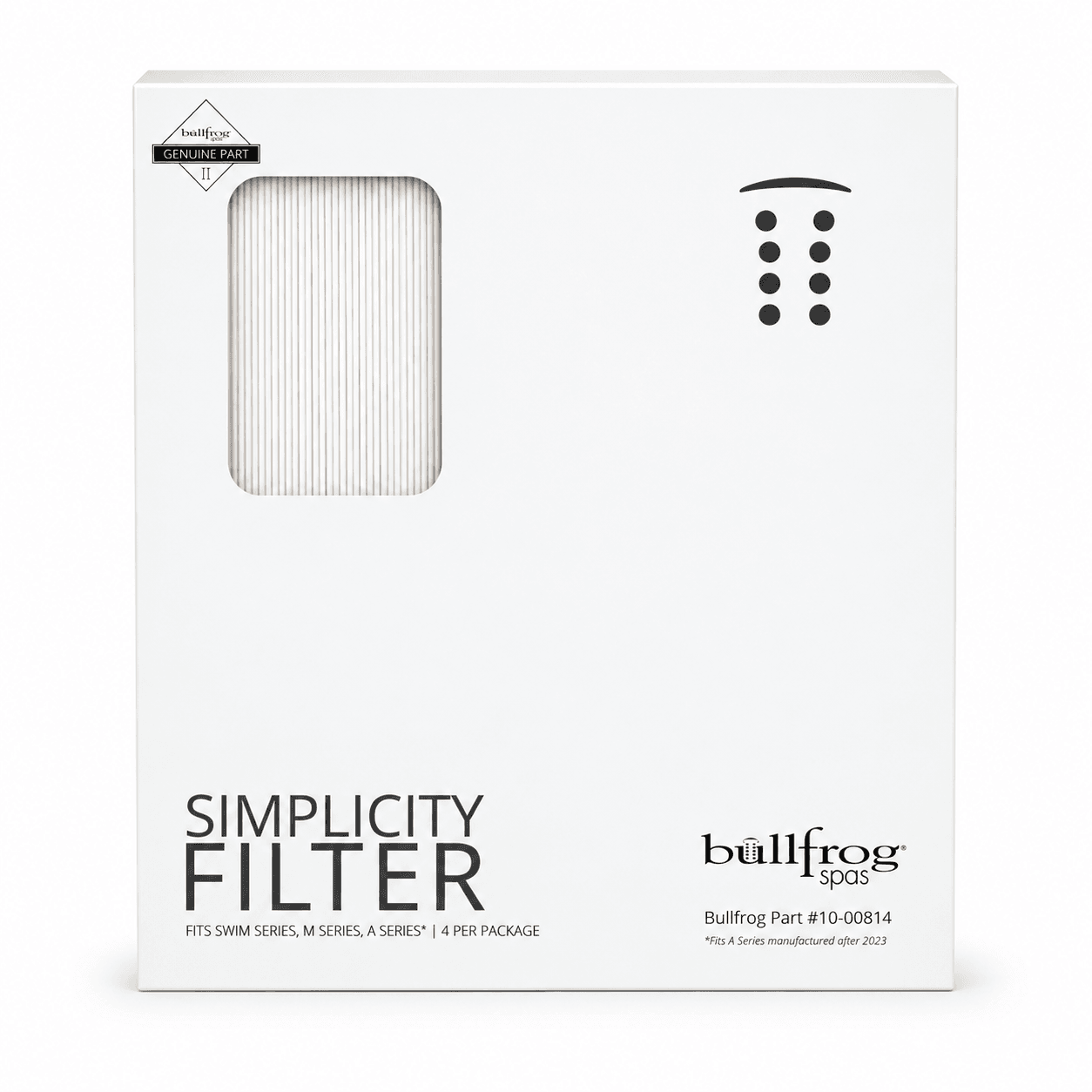 Bullfrog Spas Simplicity Flat Filters – 4 Pack | M Series, Swim Series & 2023+ A Series in a reference-based product illustration