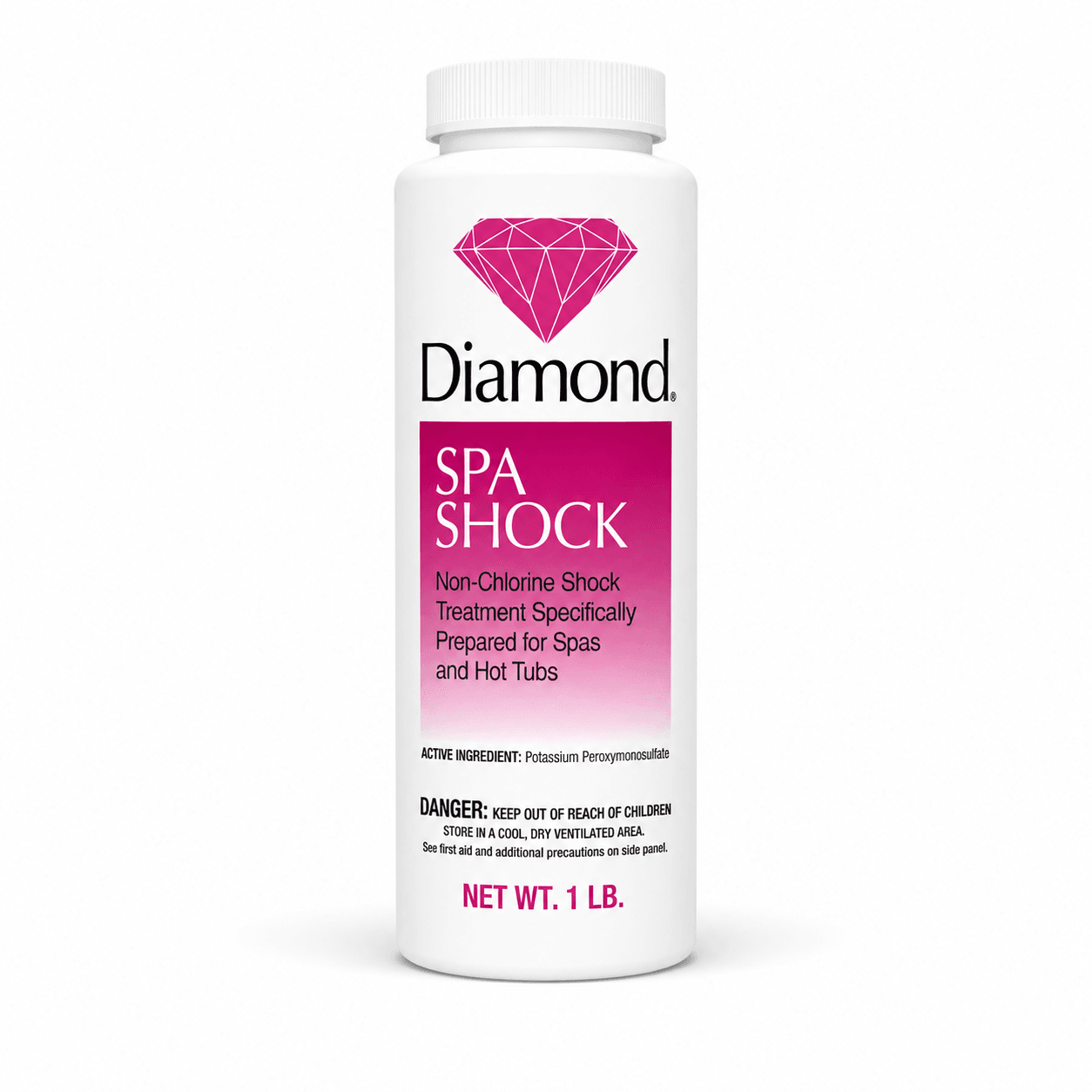 Diamond Spa Shock – Non-Chlorine MPS Spa Oxidizer (1 lb.) in a reference-based studio illustration
