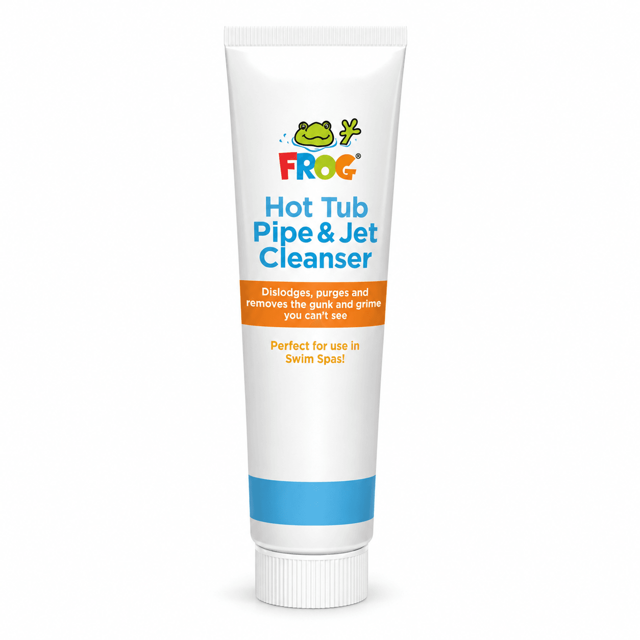 FROG Hot Tub Pipe & Jet Cleanser – 4 oz. Multi-Use Tube in a reference-based studio illustration
