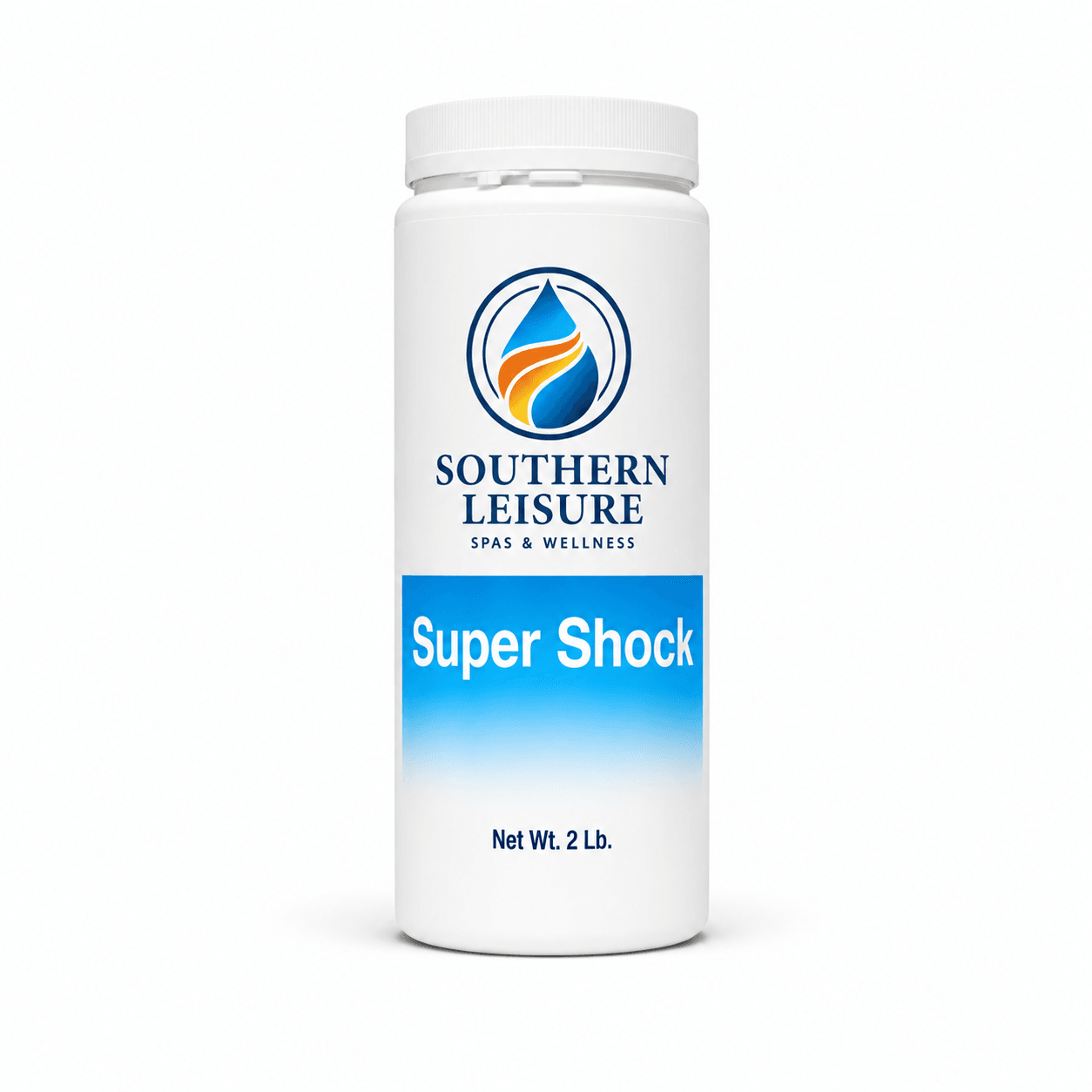 Southern Leisure Super Shock – Concentrated Dichlor Spa Sanitizer & Shock (2 lb.) in a reference-based studio illustration