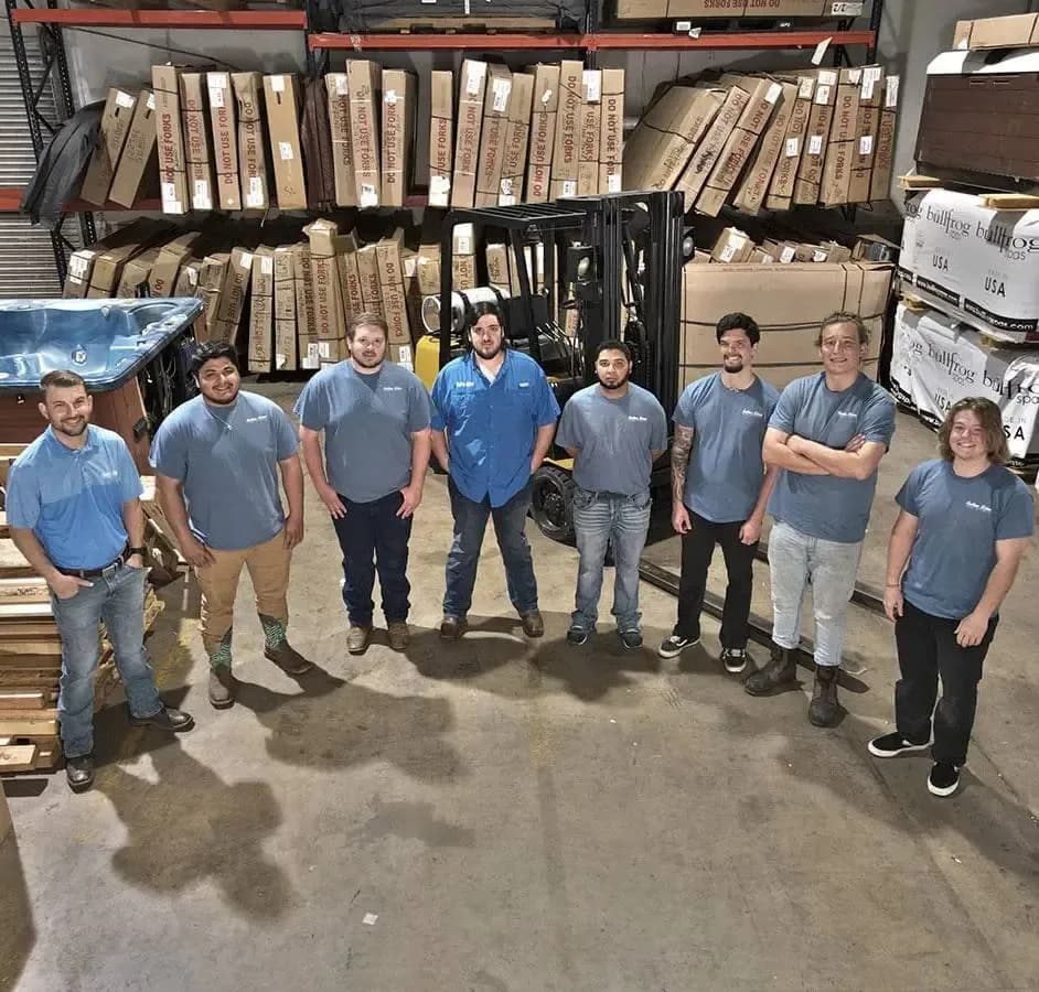 Southern Leisure operations team together in the warehouse